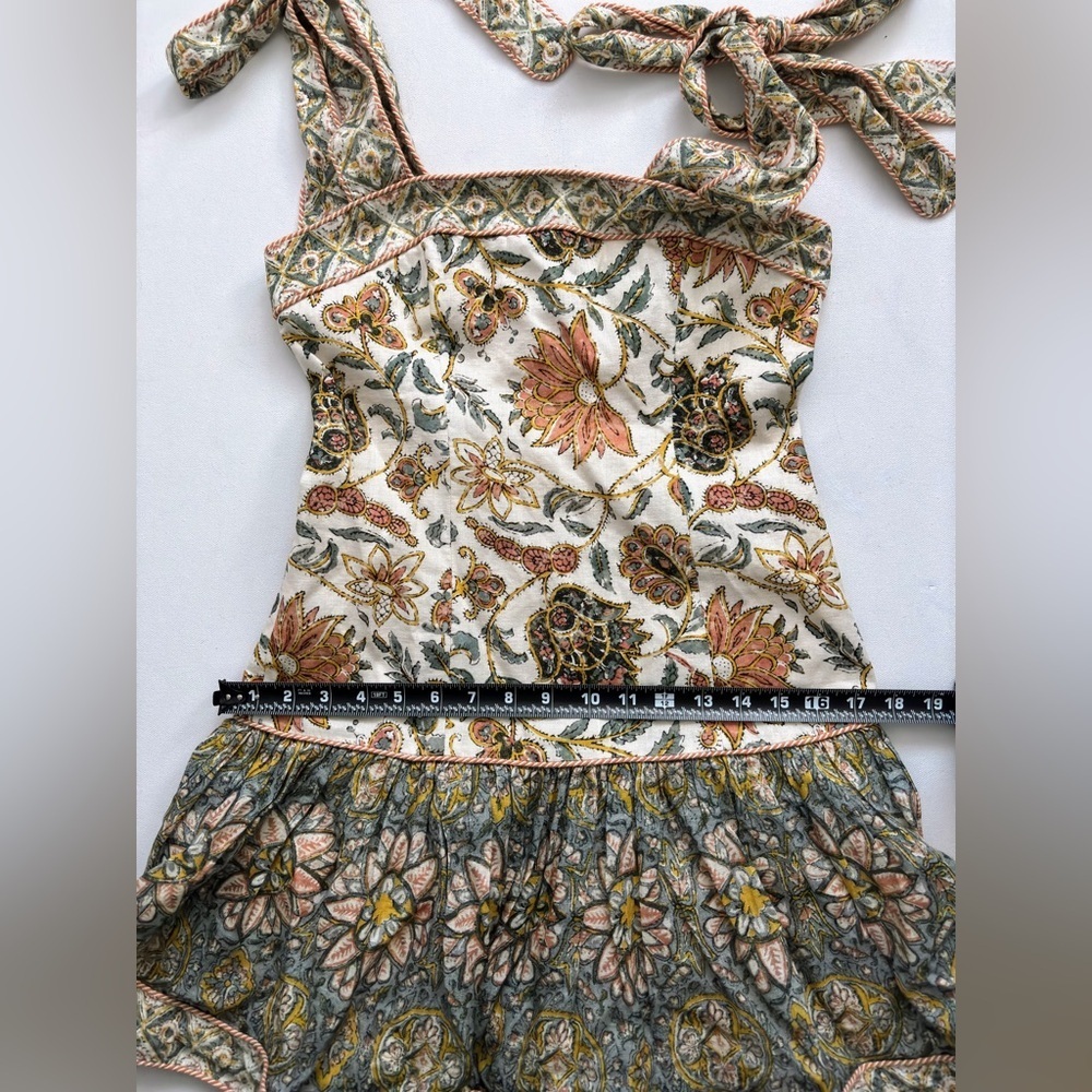 ZIMMERMANN EDIE TIE STRAP MINI DRESS CREAM PAISLEY SZ 1 US 6 - Picture 7 of 12